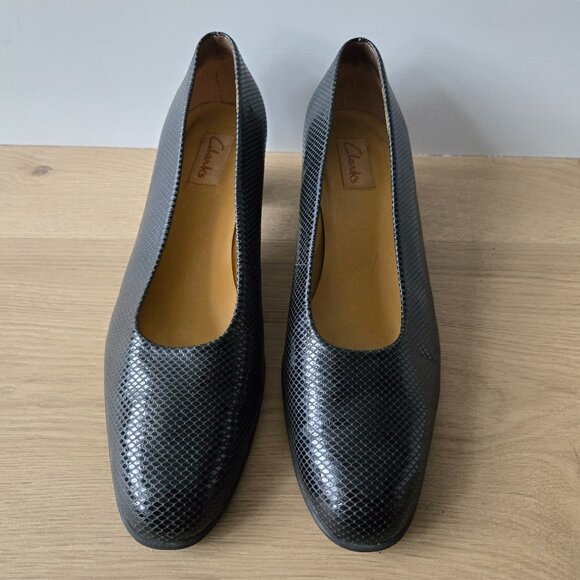 Retro Clarks Block Heel Leather Pumps – Size 11 (UK 9) - Picture 2 of 10